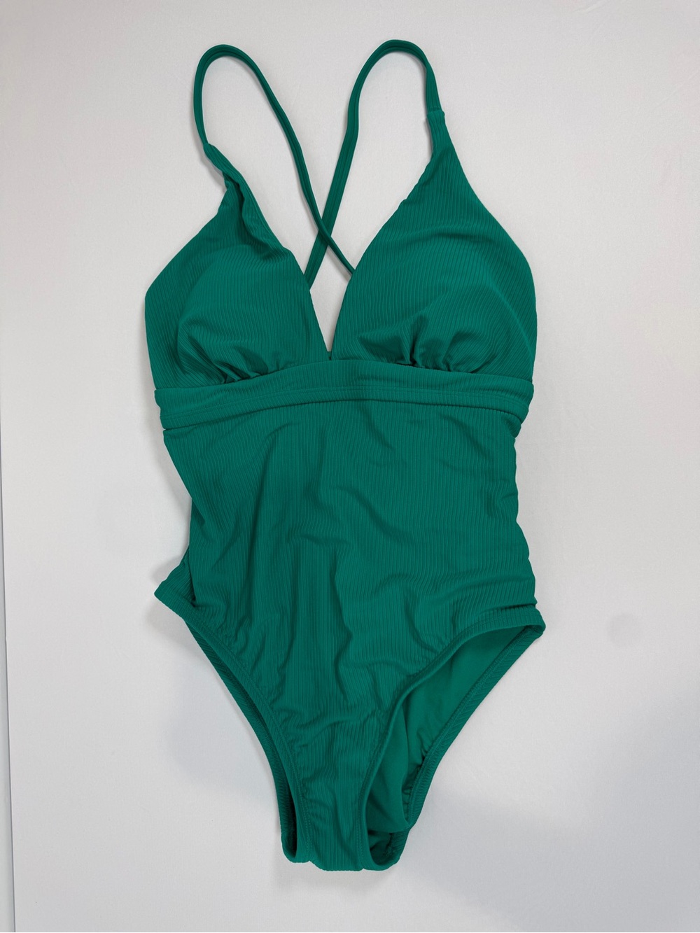 Time and‎ Tru Green Ribbed One-Piece Swimsuit Medium